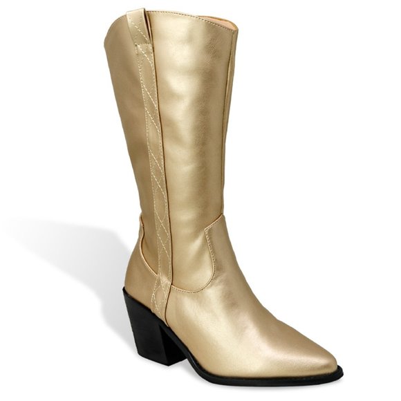 Women’s Calf Pointed Toe Western Cowboy Boots - Picture 2 of 4